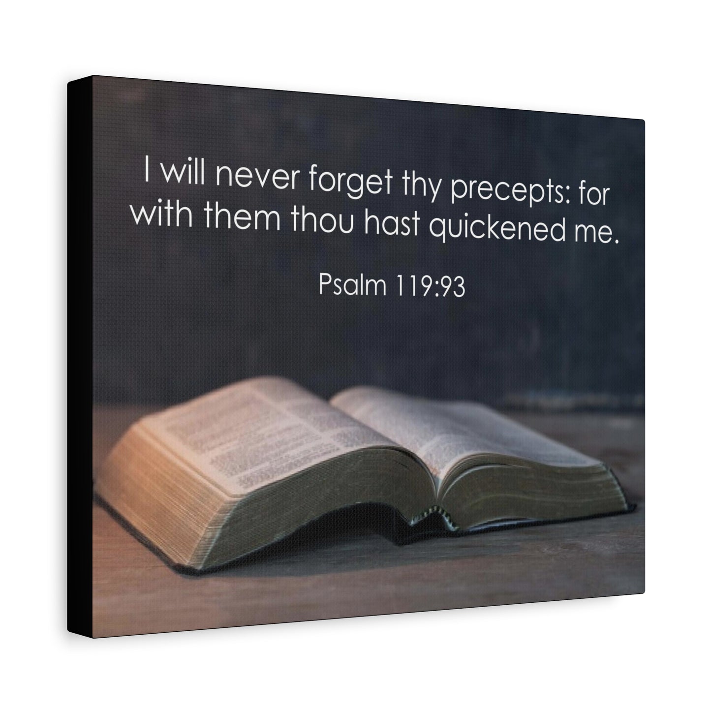 Bible Verse Canvas Never Forget Thy Precepts Psalm 119:93 Christian Home Décor Wall Art Scripture Ready to Hang Faith Print