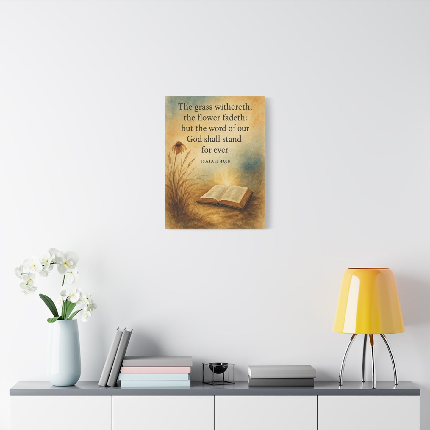 Bible Verse Canvas Isaiah 40:8 Christian Home Décor Wall Art Scripture Ready to Hang Faith Print