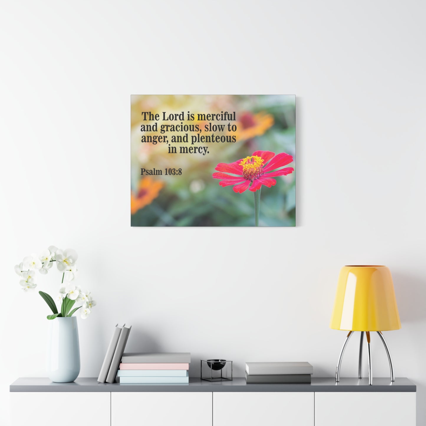 Scripture Canvas The Lord is Merciful and Gracious Psalm 103:8 Christian Wall Art Bible Verse Print Ready to Hang