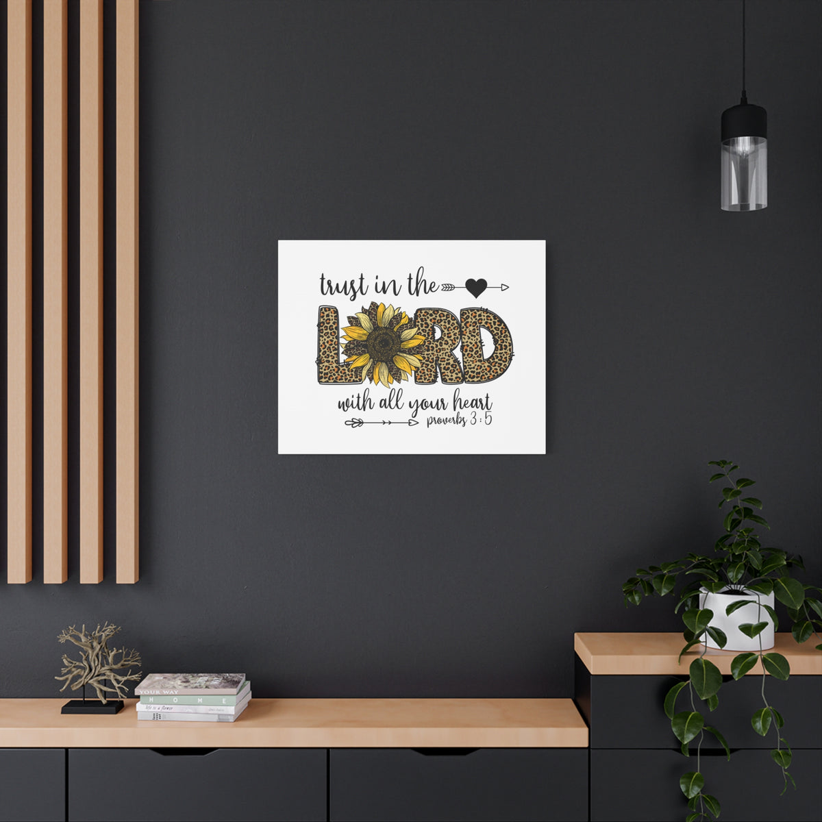Scripture Canvas Trust In The Lord Leopard Proverbs 3:5 Christian Wall Art Bible Verse Print Ready to Hang