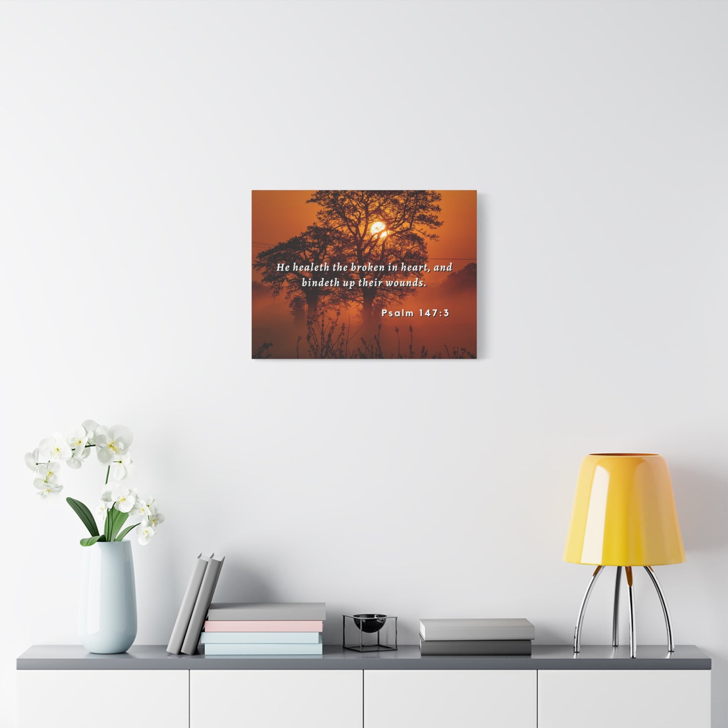 Scripture Walls He Healeth Psalm 147:3 Bible Verse Canvas Christian Wall Art Ready to Hang