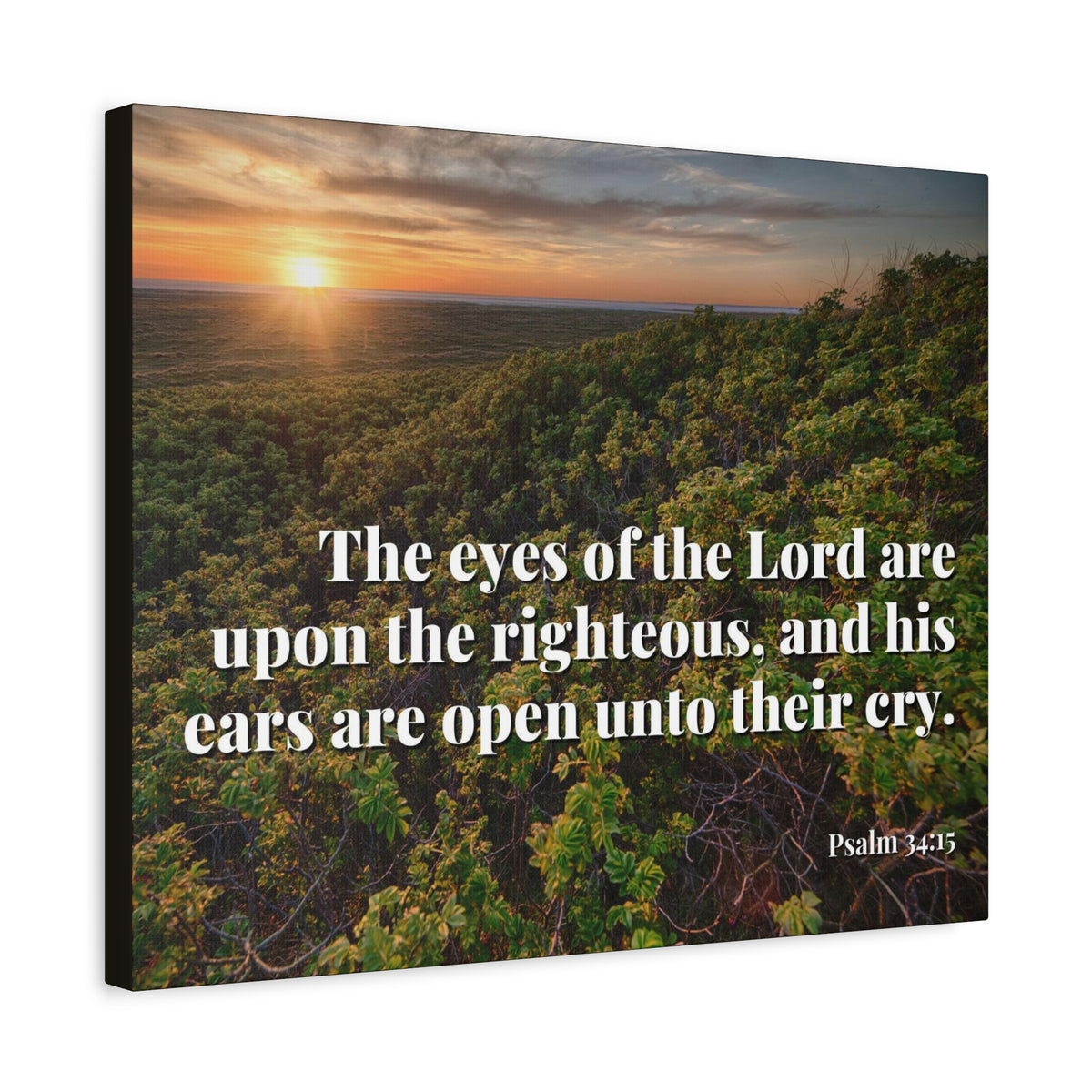 Scripture Canvas Eyes & Ears Of God Psalm 34:15 Christian Wall Art Bible Verse Print Ready to Hang