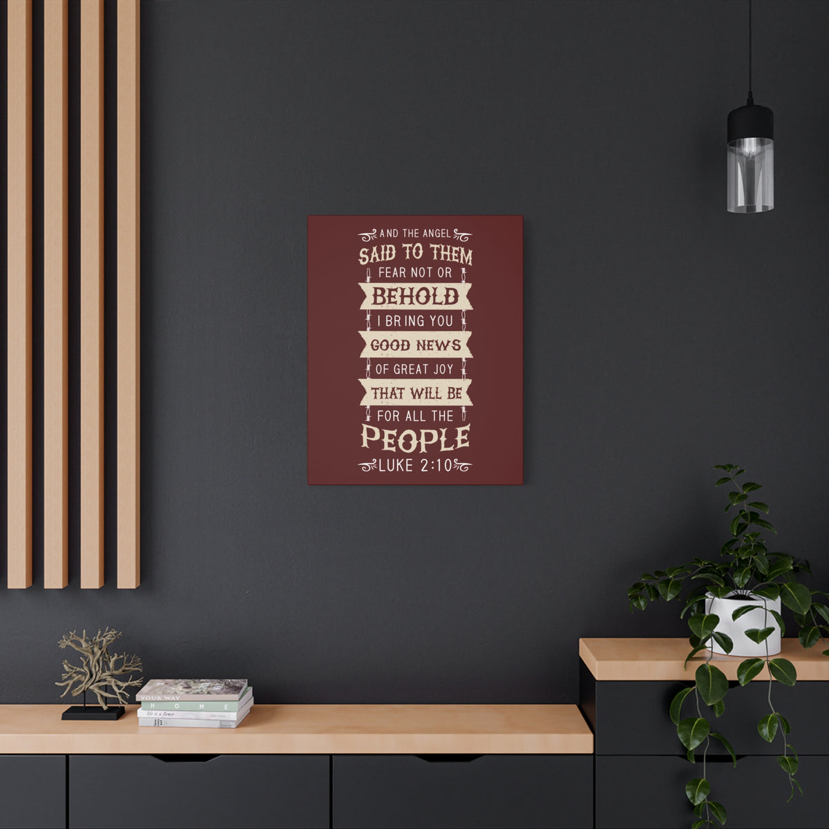 Scripture Canvas Great Joy Luke 2:10 Christian Wall Art Bible Verse Print Ready to Hang