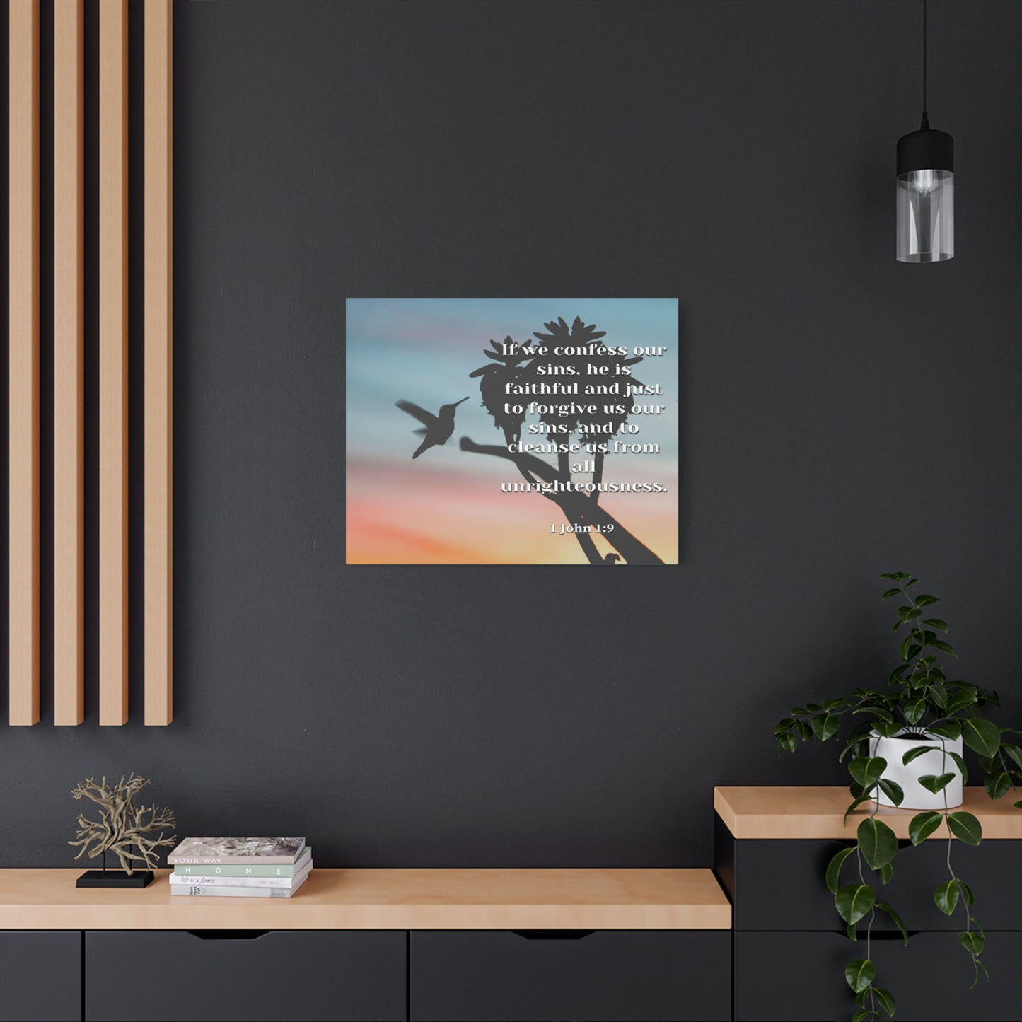 Scripture Canvas Forgive Us 1 John 1:9 Christian Wall Art Bible Verse Print Ready to Hang