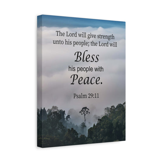 Scripture Canvas Bless Peace Psalm 29:11 Christian Wall Art Bible Verse Print Ready to Hang
