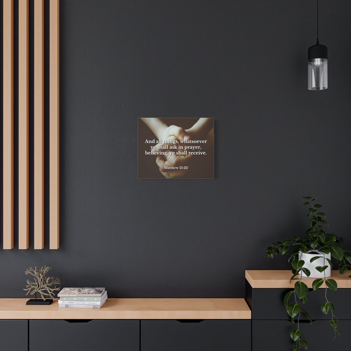 Scripture Canvas Believing Matthew 21:22 Christian Wall Art Bible Verse Print Ready to Hang