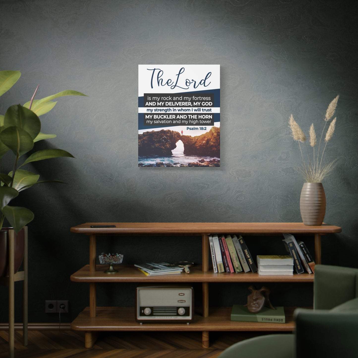 Scripture Canvas The Lord is My Rock Psalm 18:2 KJV Christian Wall Art Bible Verse Print Ready to Hang
