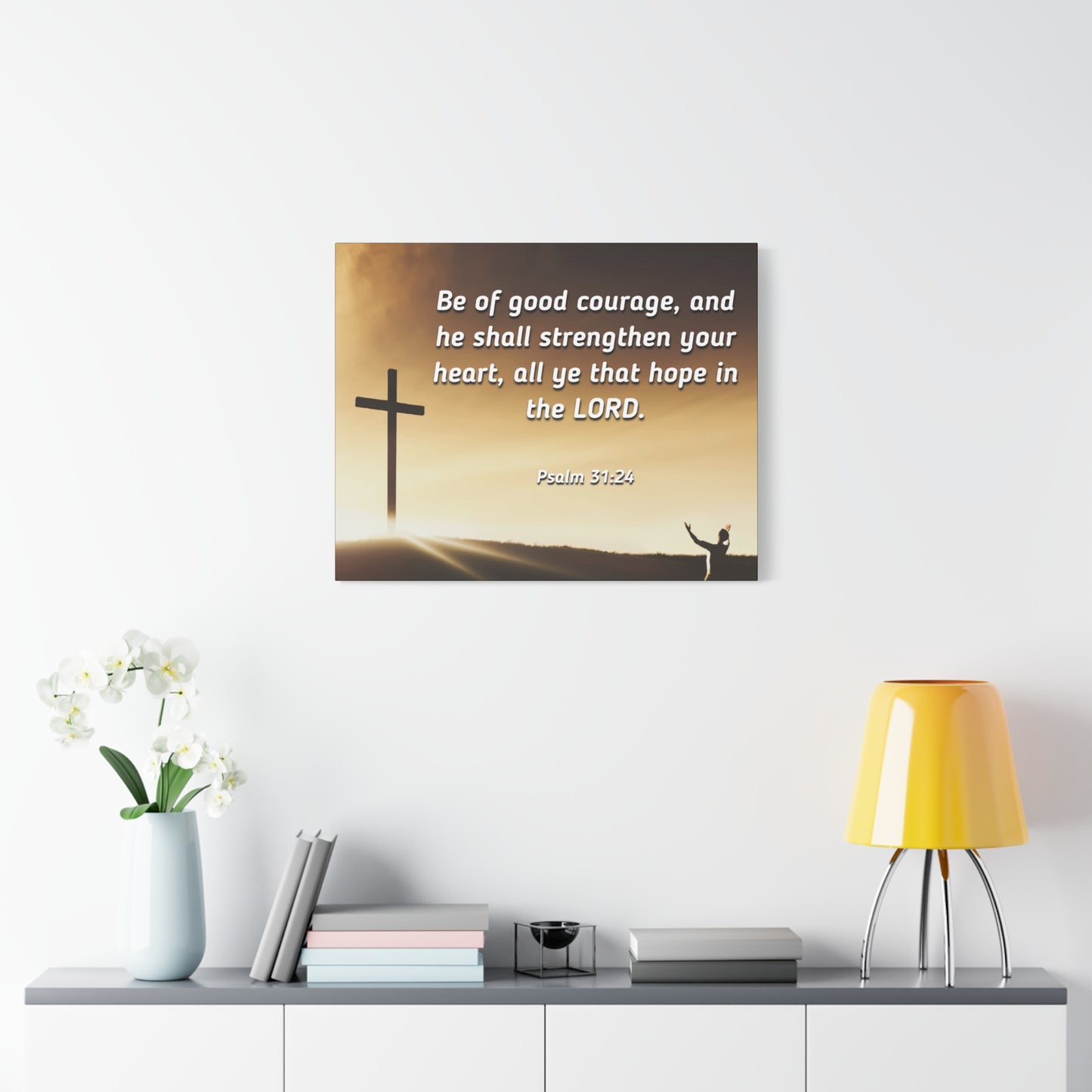 Scripture Canvas Good Courage Psalms 31:24 Christian Wall Art Bible Verse Print Ready to Hang