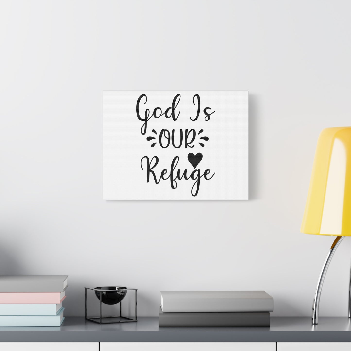 Scripture Canvas God Is Our Refuge Psalm 46:1 Heart Christian Wall Art Bible Verse Print Ready to Hang