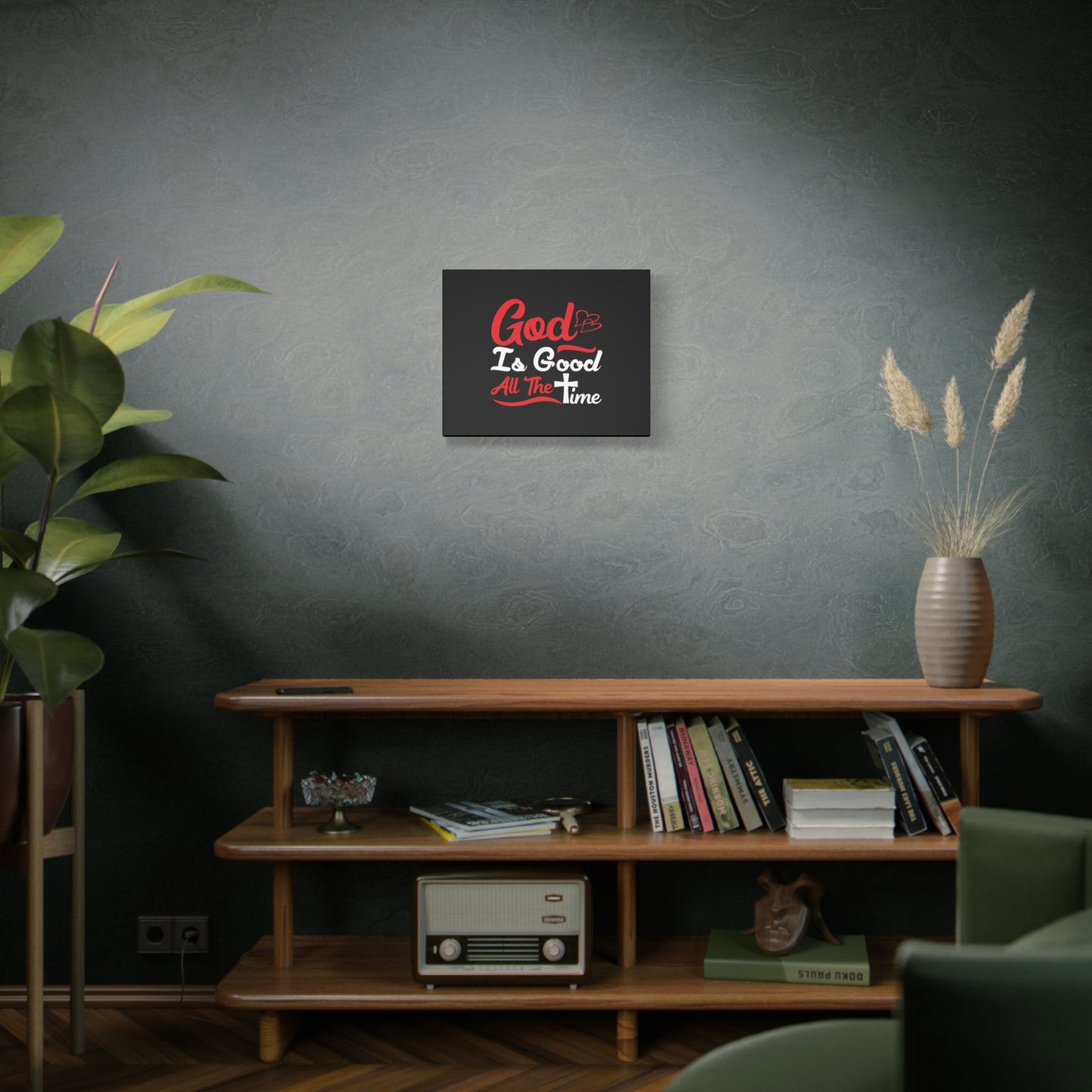Scripture Canvas God Is Good All The Time Psalm 100:5 Christian Wall Art Bible Verse Print Ready to Hang