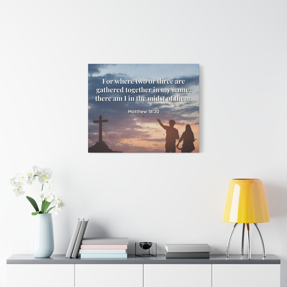 Scripture Canvas Midst Of Them Matthew 18:20 Christian Wall Art Bible Verse Print Ready to Hang