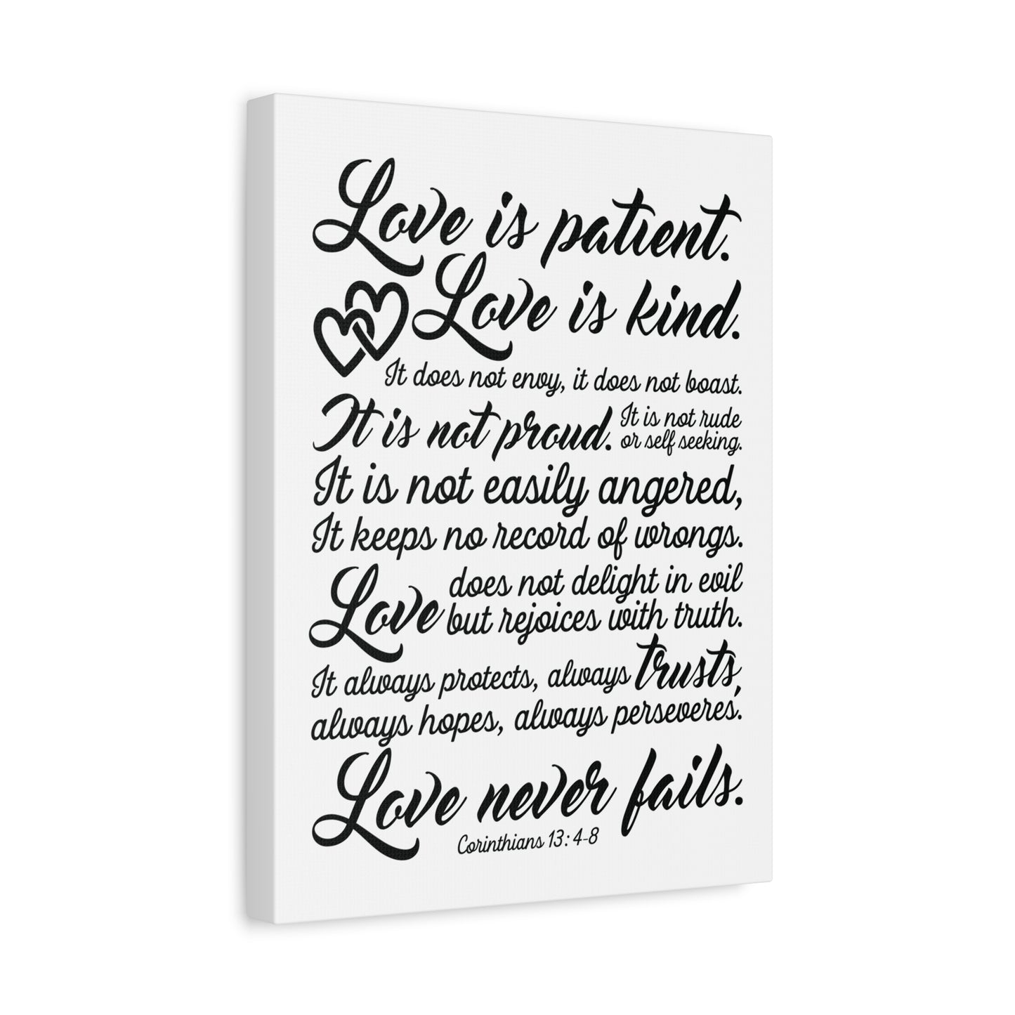Scripture Canvas Love Is Patient Corinthians 13:4-8 Christian Wall Art Bible Verse Print Ready to Hang