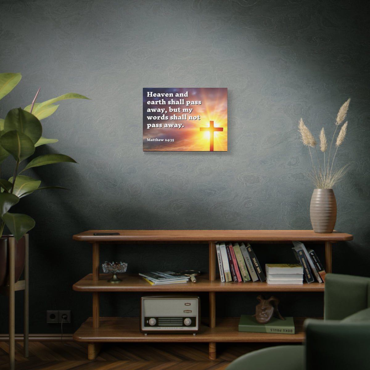 Scripture Canvas My Words Matthew 24:35 Christian Wall Art Bible Verse Print Ready to Hang