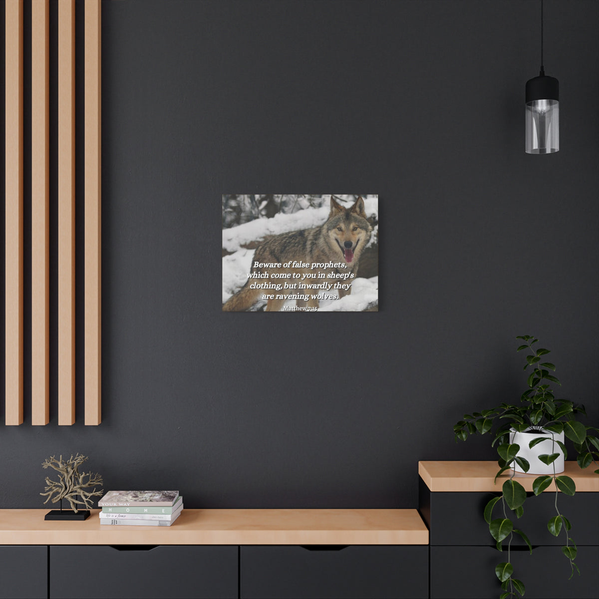 Scripture Canvas False Prophets Matthew 7:15 Christian Wall Art Bible Verse Print Ready to Hang