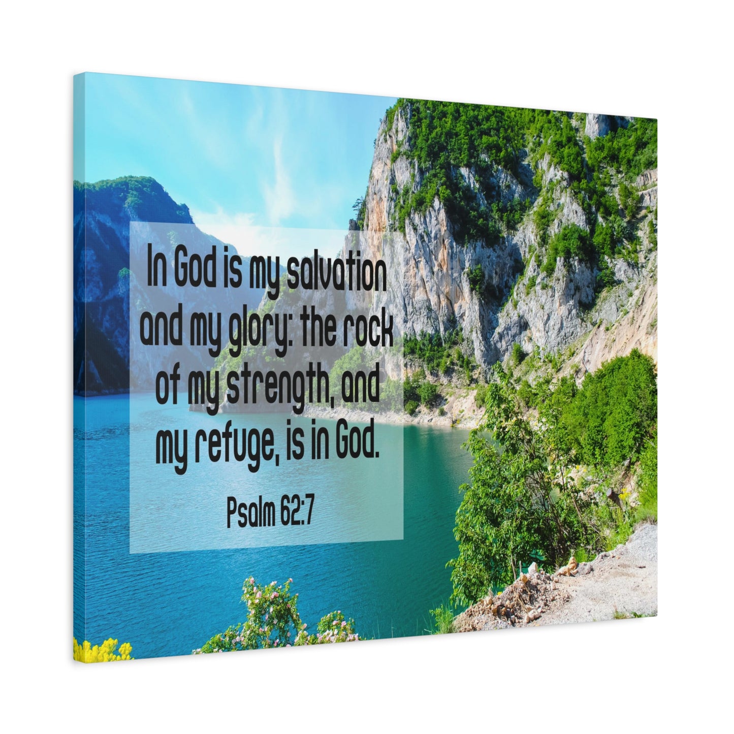 Scripture Canvas In God is My Salvation Psalm 62:7 Christian Wall Art Bible Verse Print Ready to Hang
