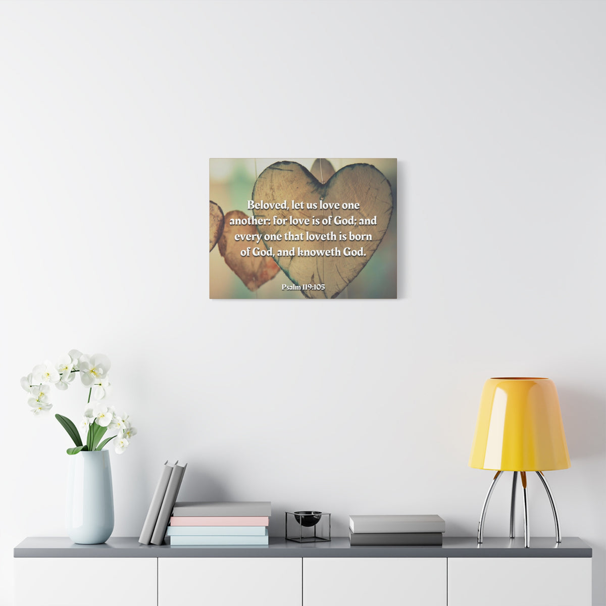 Scripture Canvas Love One Another 1 John 4:7 Christian Wall Art Bible Verse Print Ready to Hang