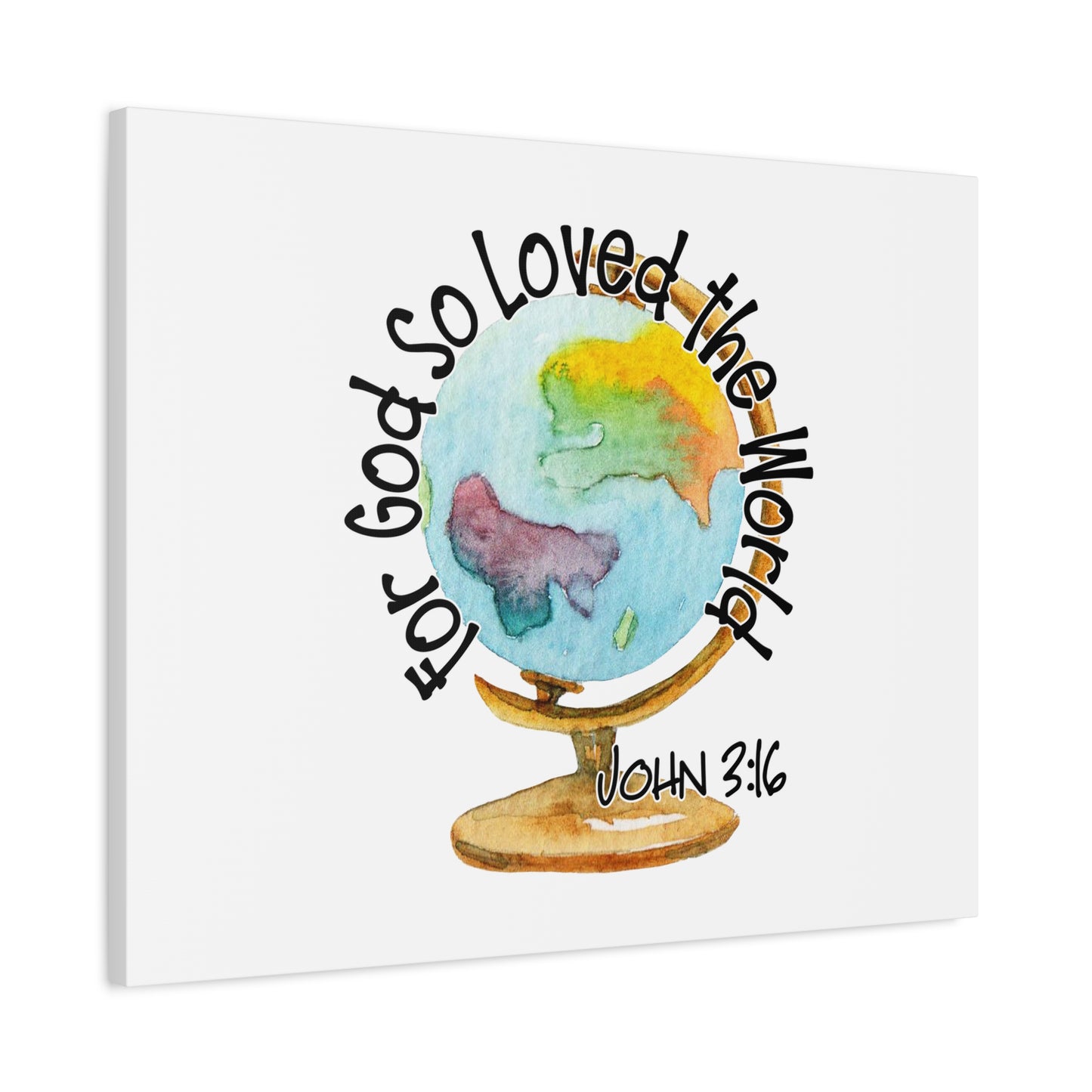 Scripture Canvas For God So Loved The World John 3:16 Christian Wall Art Bible Verse Print Ready to Hang