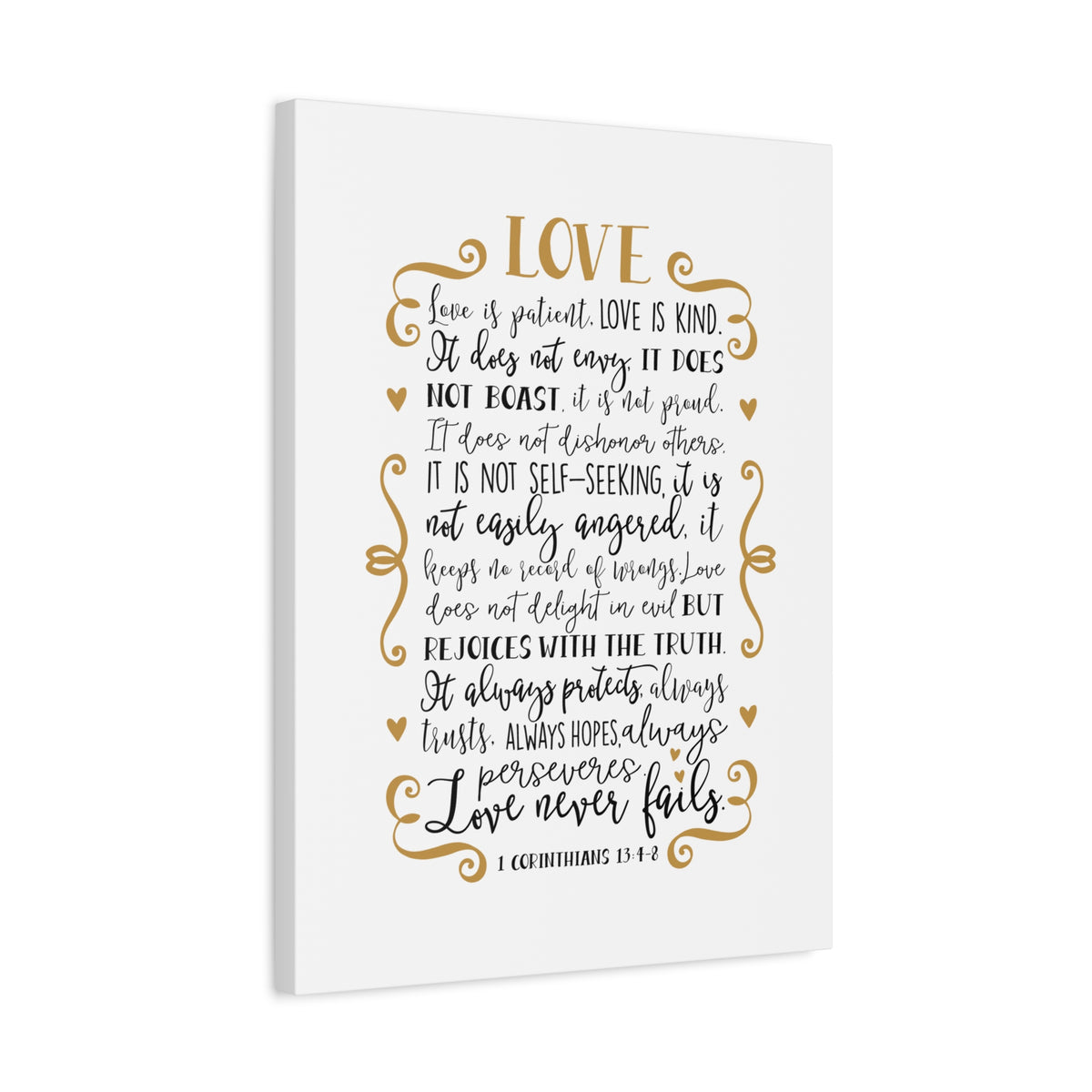 Scripture Canvas Love Is Kind 1 Corinthians 13:4-8 Christian Wall Art Bible Verse Print Ready to Hang