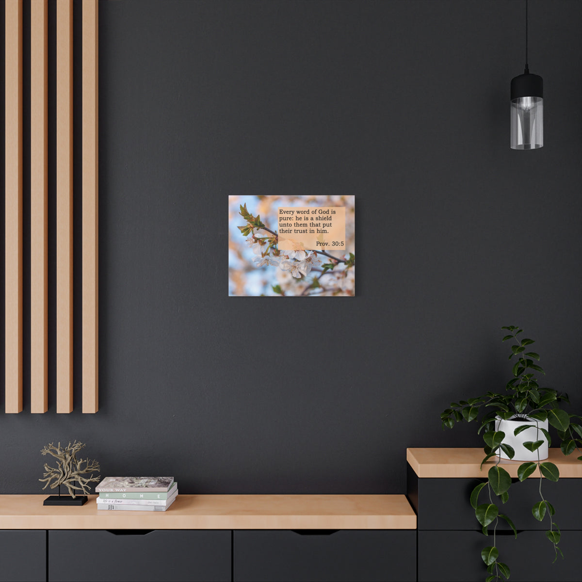 Scripture Canvas He Is A Shield Proverbs 30:5 Christian Wall Art Bible Verse Print Ready to Hang