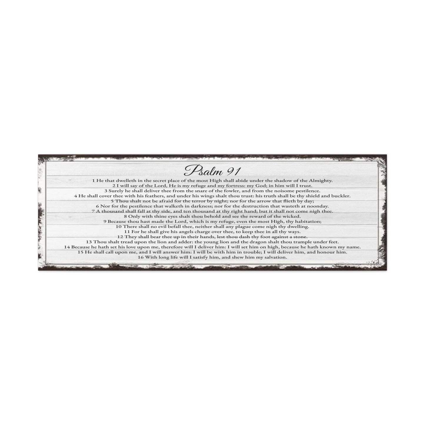 Scripture Walls Psalm 91 English Landscape White Bible Verse Canvas Christian Wall Art Ready to Hang Unframed-Express Your Love Gifts