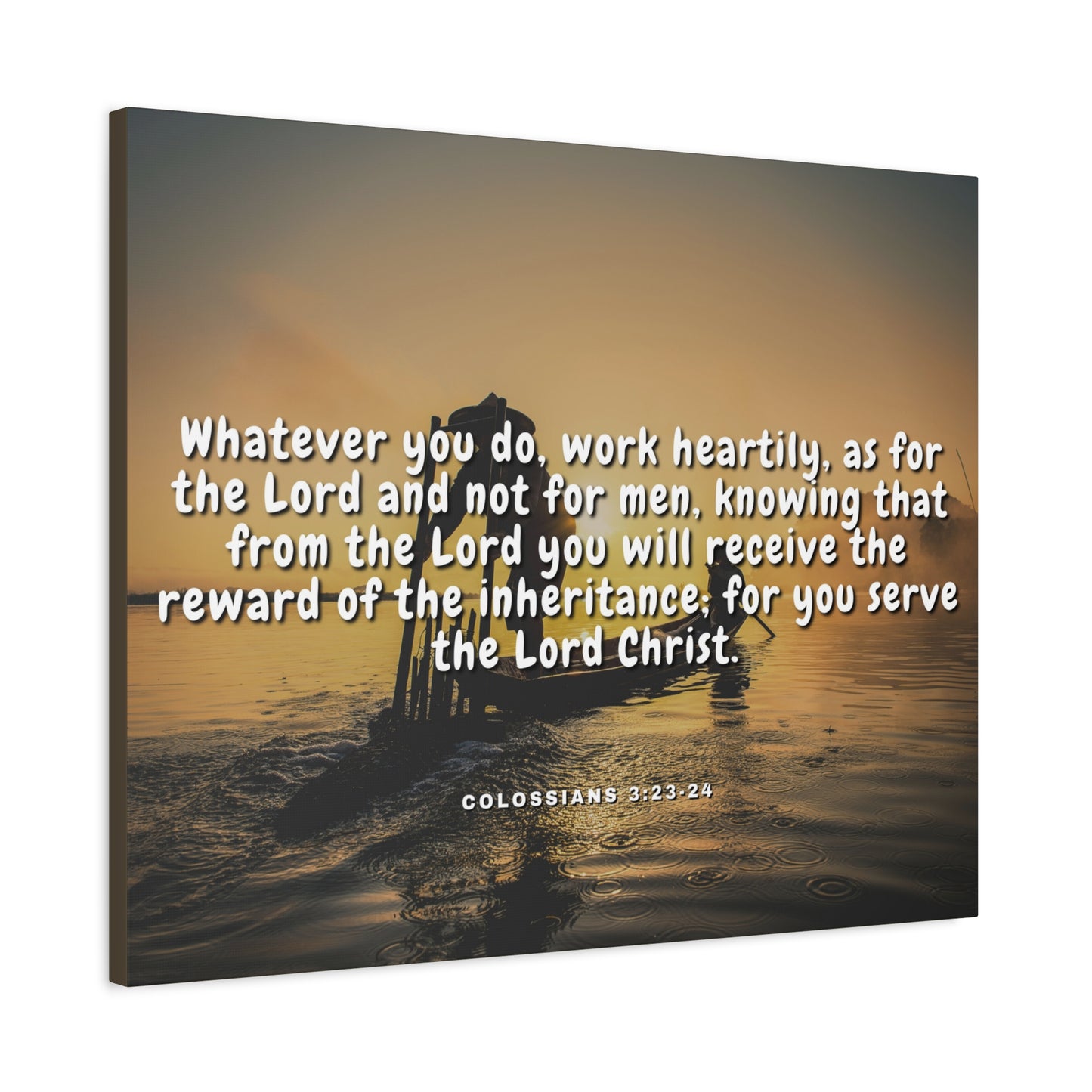 Scripture Canvas Working For God Colossians 3:23-24 Christian Wall Art Bible Verse Print Ready to Hang