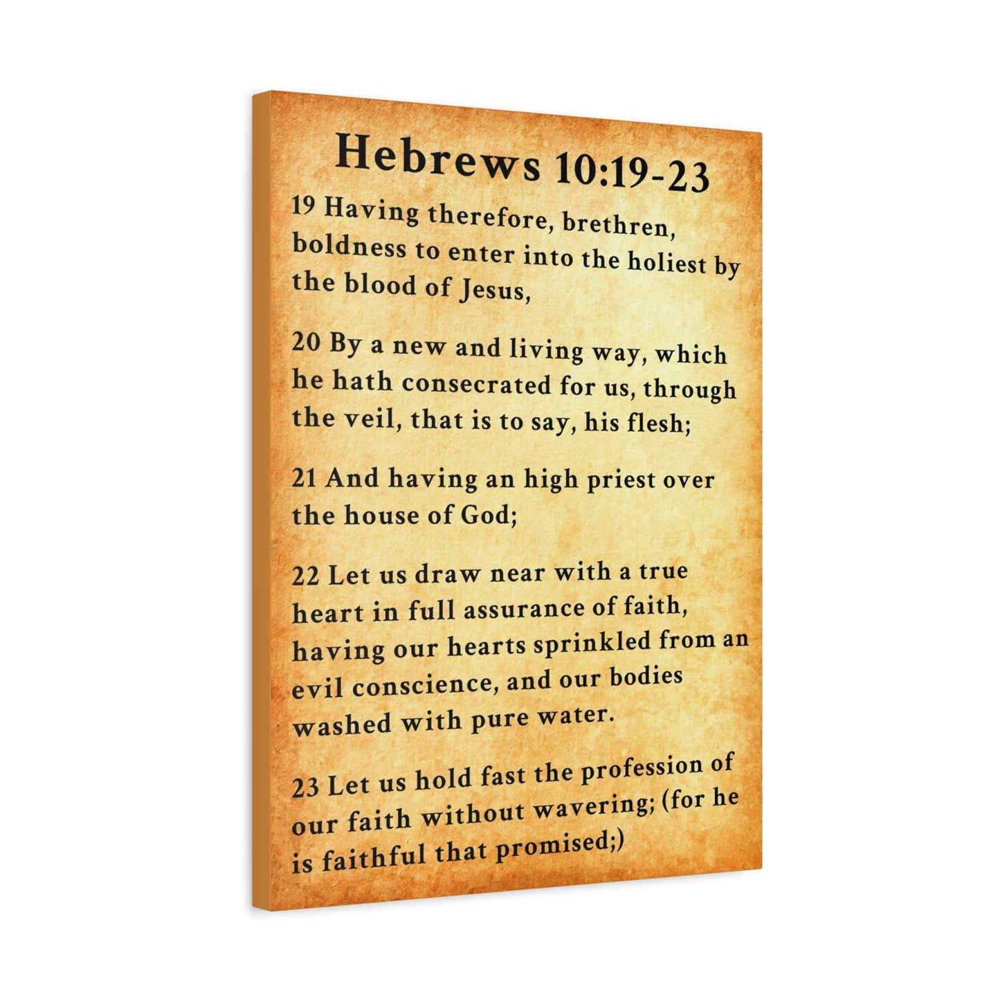 Scripture Walls Hebrews 10:19-23 KJV Bible Verse Canvas Christian Wall Art Ready to Hang Unframed