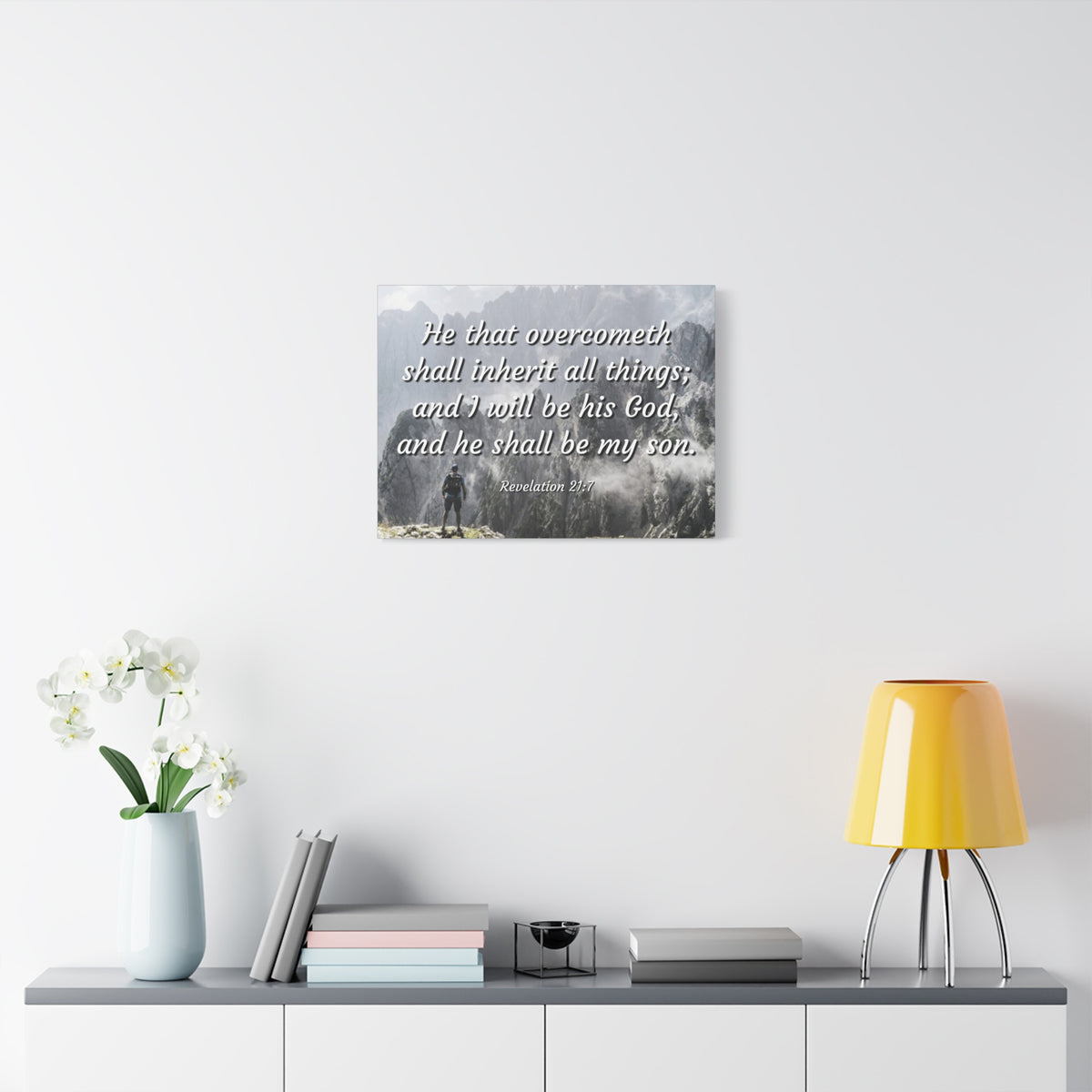 Scripture Canvas Inherit All Things Revelation 21:7 Christian Wall Art Bible Verse Print Ready to Hang