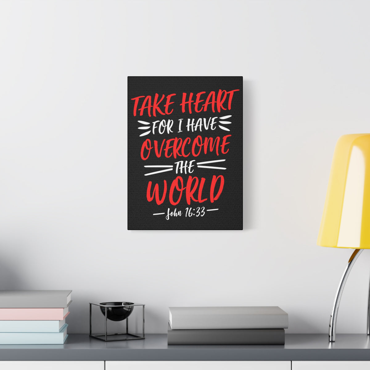 Scripture Canvas Overcome The World John 16:33 Christian Wall Art Bible Verse Print Ready to Hang