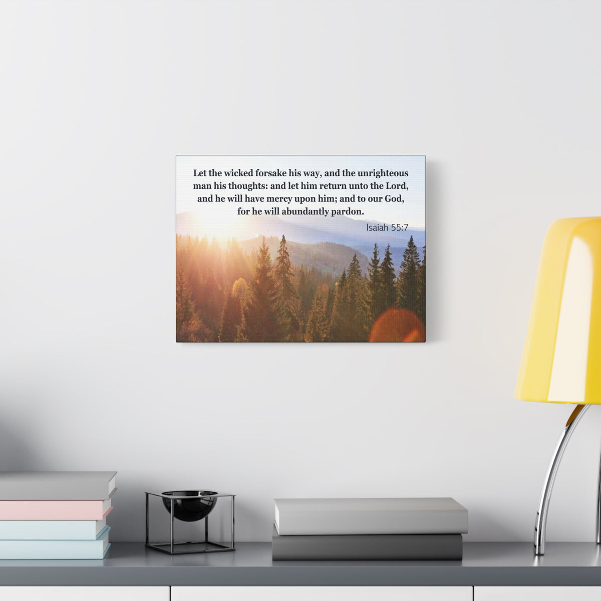Scripture Canvas Abundantly Pardon Isaiah 55:7 Christian Wall Art Bible Verse Print Ready to Hang