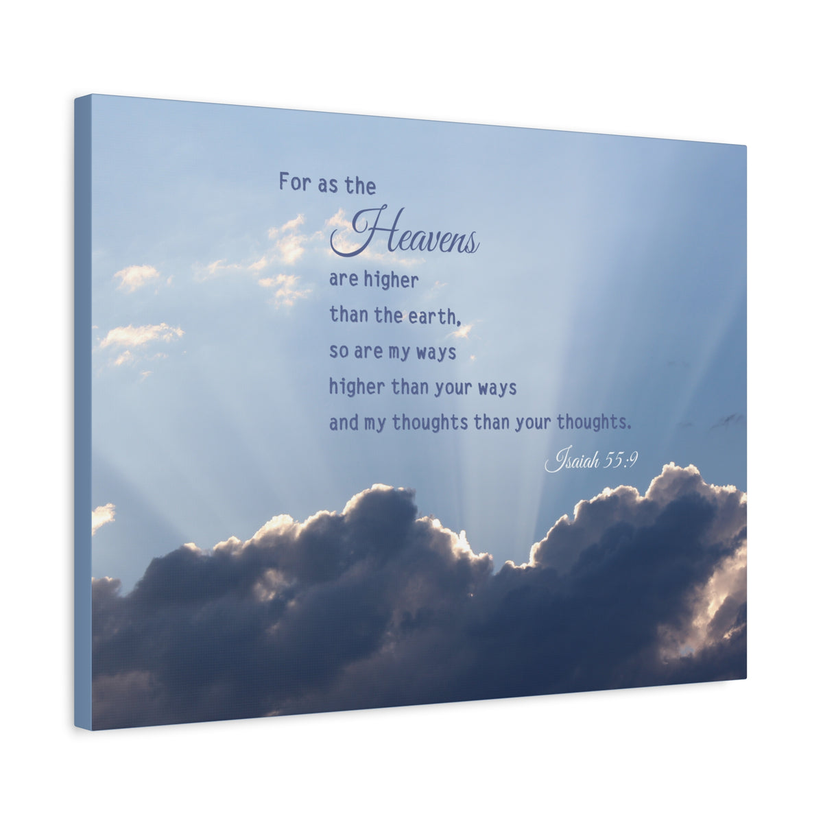 Scripture Canvas My Ways Isaiah 55:9 Christian Wall Art Bible Verse Print Ready to Hang