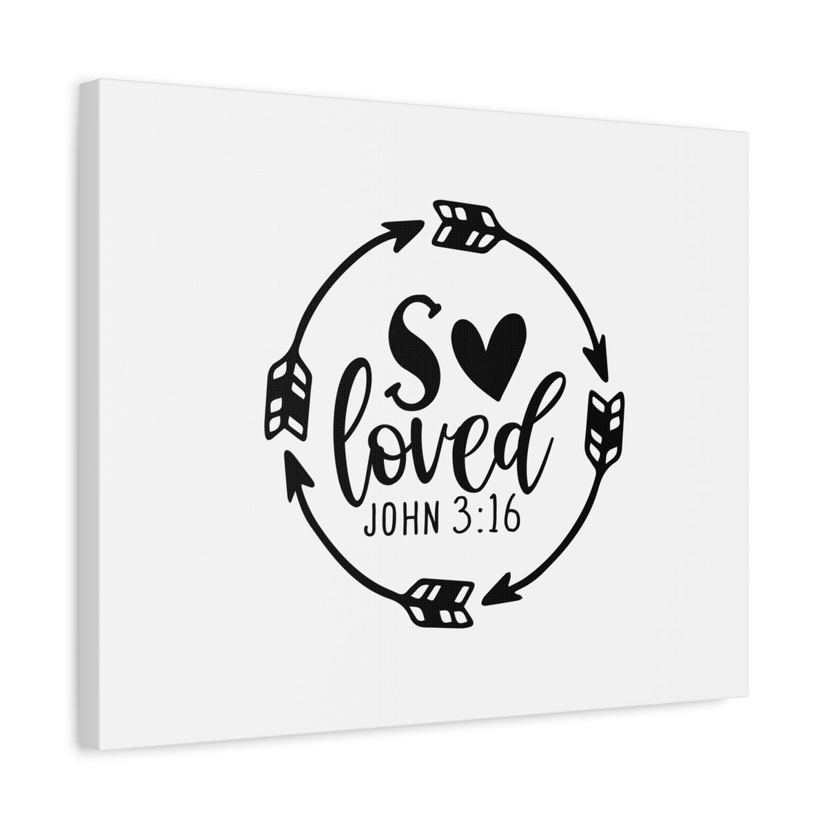 Scripture Canvas So Loved John 3:16 Christian Wall Art Bible Verse Print Ready to Hang