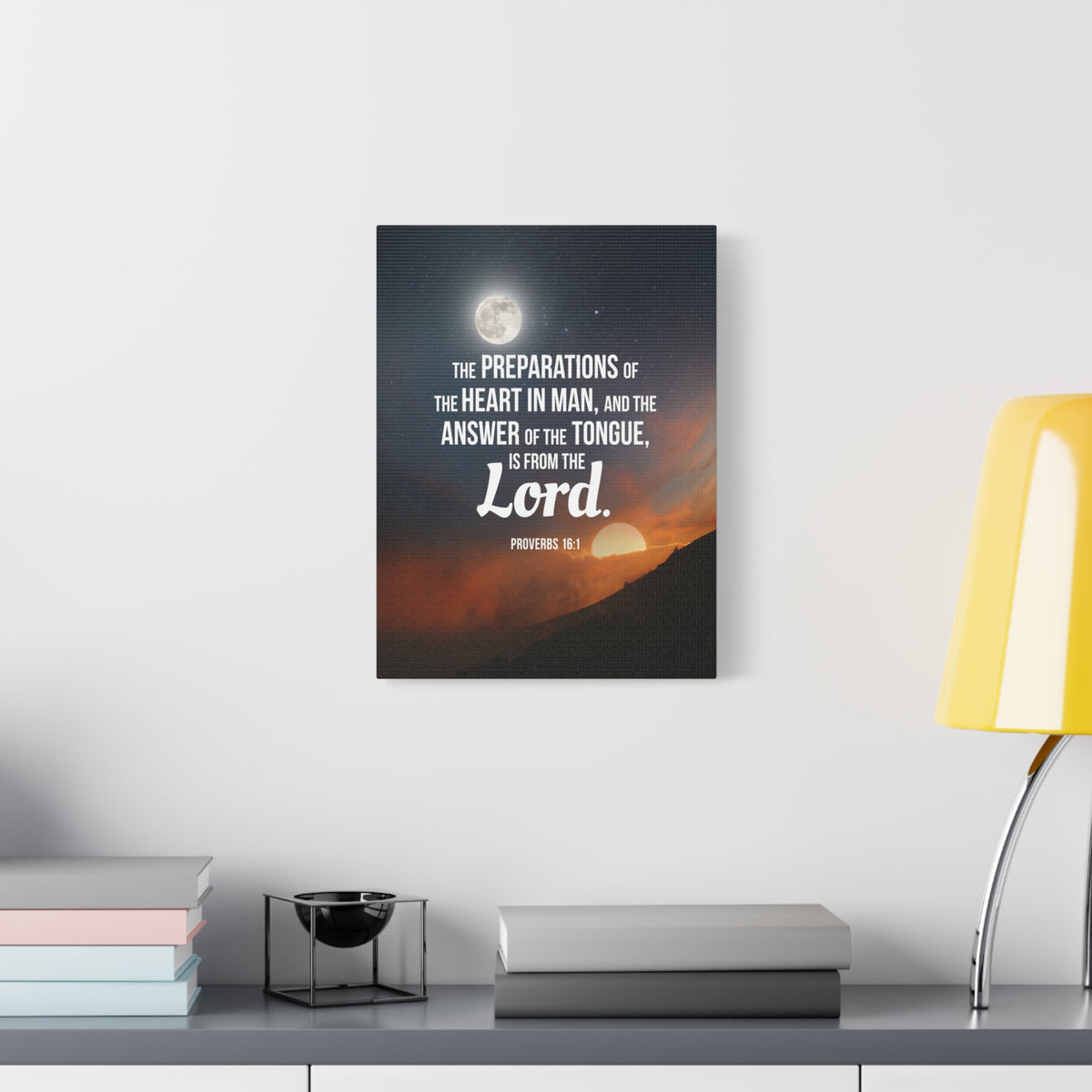 Scripture Canvas Preparations Proverbs 16:1 Christian Wall Art Bible Verse Print Ready to Hang
