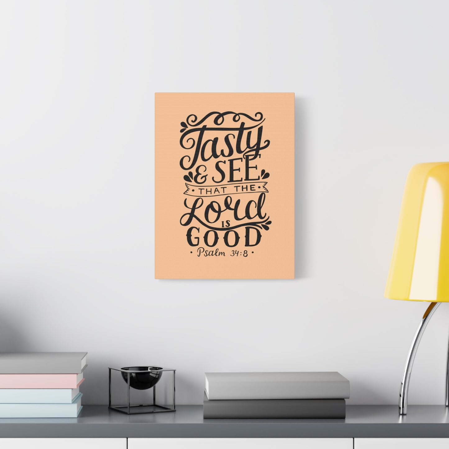 Scripture Canvas Tasty And See That Psalm 34:8 Christian Wall Art Bible Verse Print Ready To Hang
