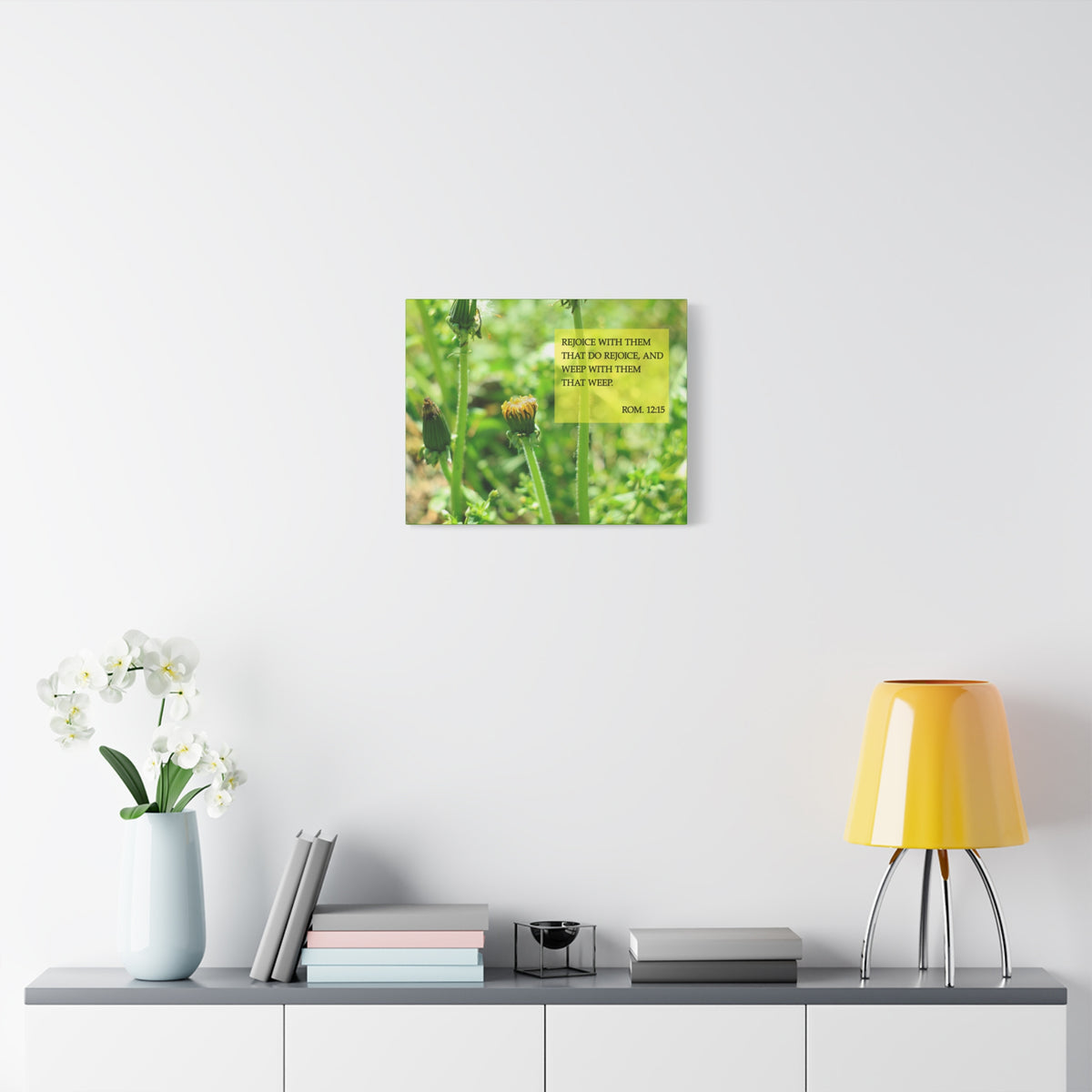 Scripture Canvas Rejoice With Them Rom 12:15 Christian Wall Art Bible Verse Print Ready to Hang