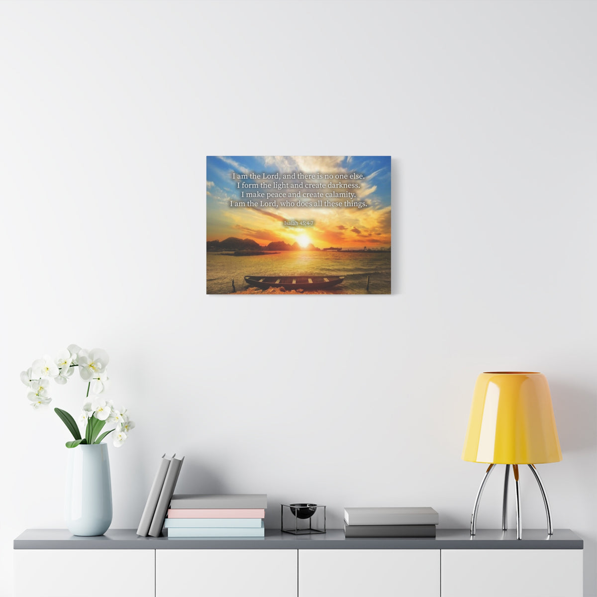Scripture Canvas Create Calamity Isaiah 45:6-7 Christian Wall Art Bible Verse Print Ready to Hang
