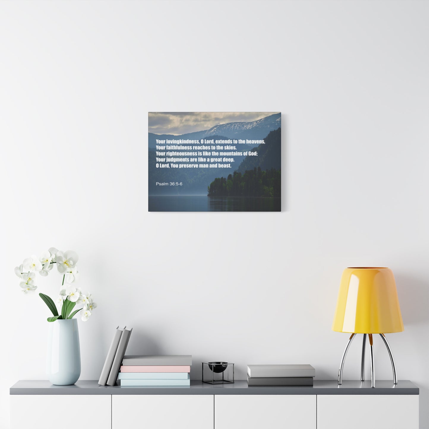 Scripture Canvas Your Lovingkindness Psalm 36:5-6 Christian Wall Art Bible Verse Print Ready to Hang
