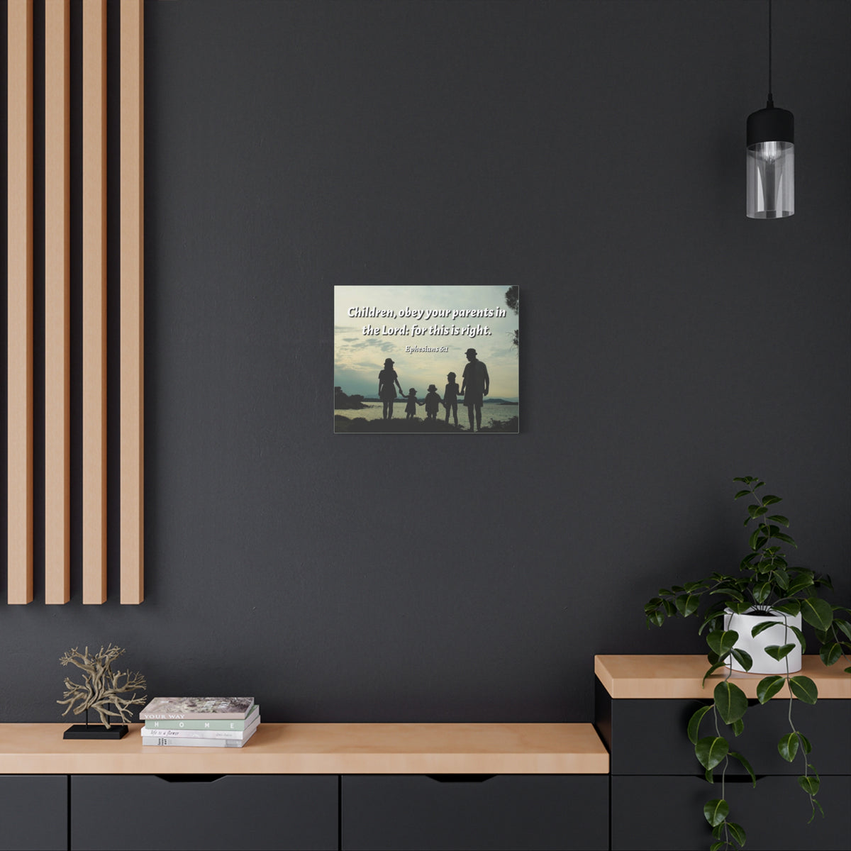 Scripture Canvas Obey Your Parents Ephesians 6:1 Christian Wall Art Bible Verse Print Ready to Hang