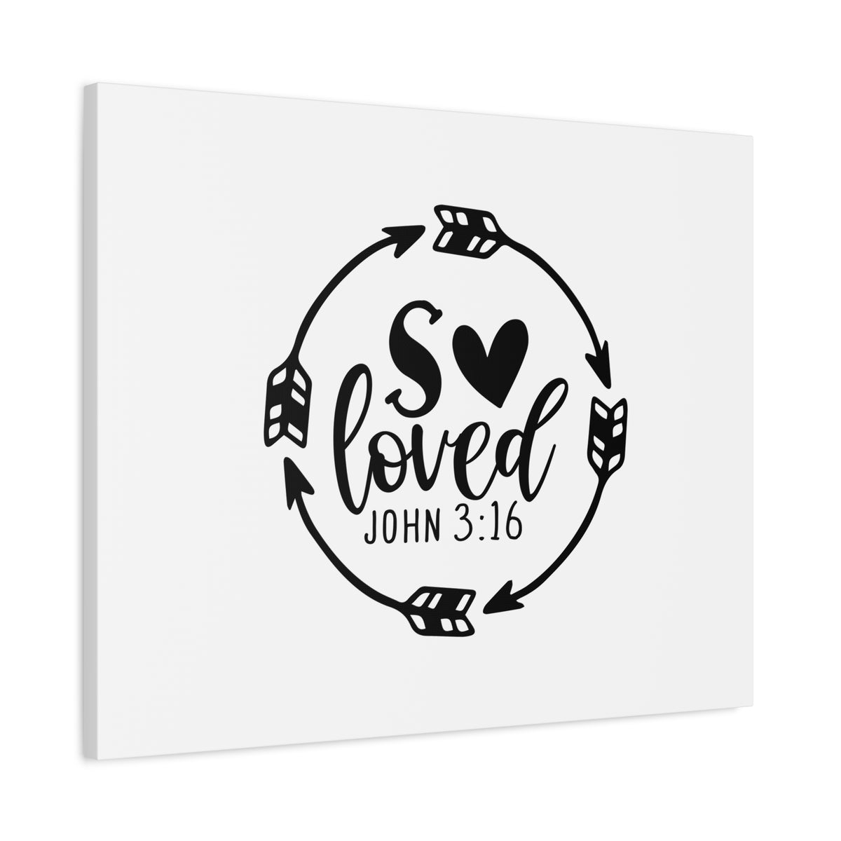 Scripture Canvas So Loved John 3:16 Christian Wall Art Bible Verse Print Ready to Hang
