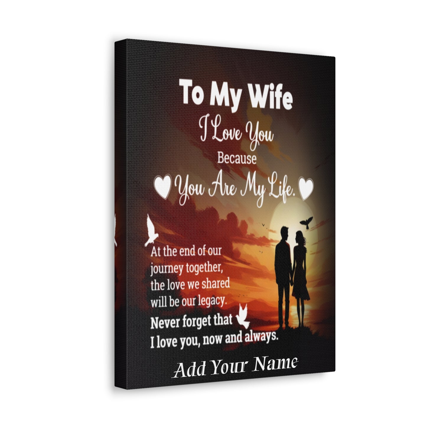Personalized To My Wife Sunset Romance Canvas Wall Art - Heartfelt Gift of Love & Legacy