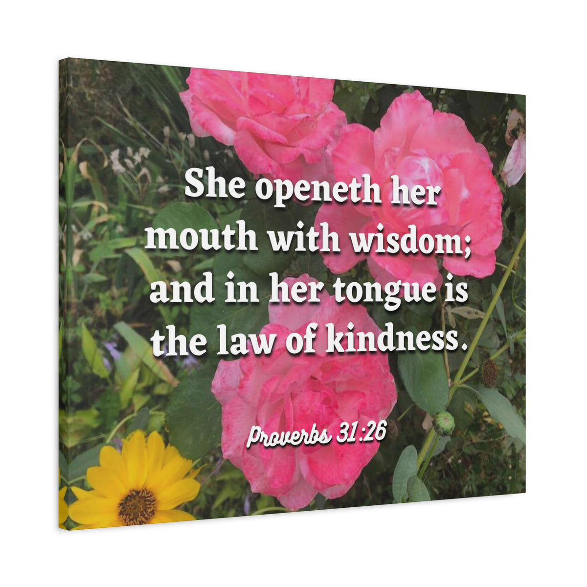 Scripture Canvas Her Mouth With Wisdom Proverbs 31:26 Christian Wall Art Bible Verse Print Ready to Hang
