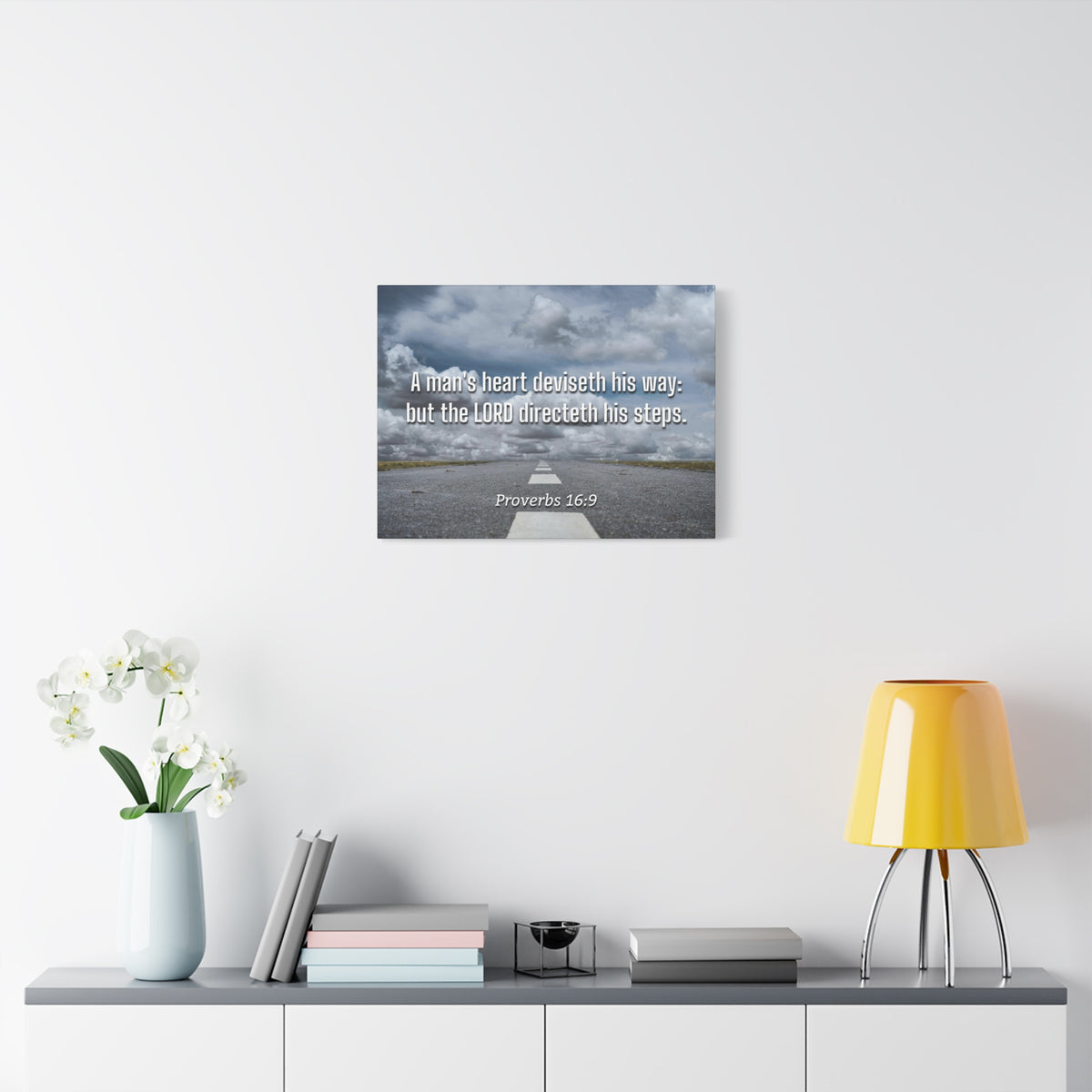 Scripture Canvas Directeth His Steps Proverbs 16:9 Christian Wall Art Bible Verse Print Ready to Hang