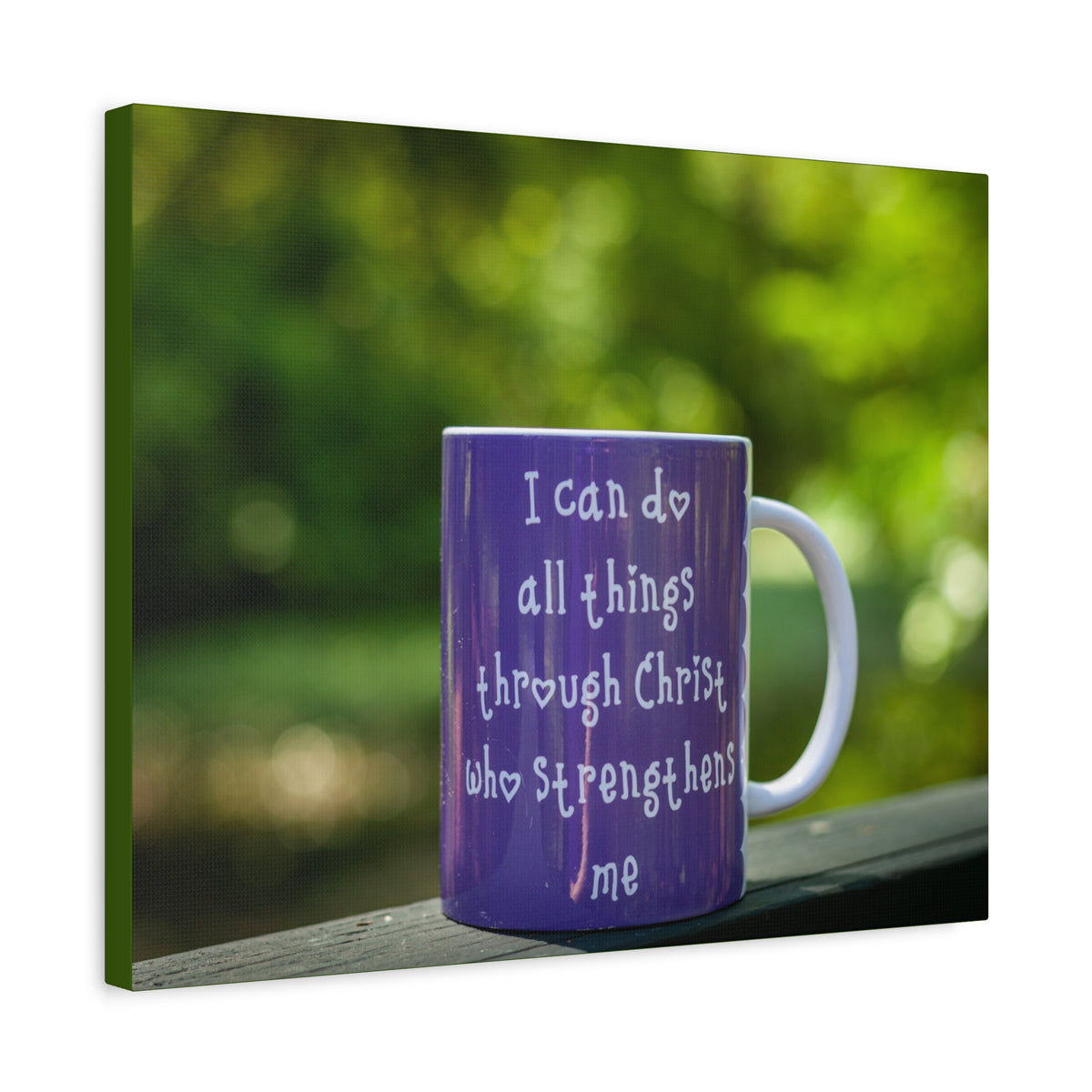 Scripture Canvas Strengthens Me Philippians 4:13 Purple Mug Christian Wall Art Bible Verse Print Ready to Hang