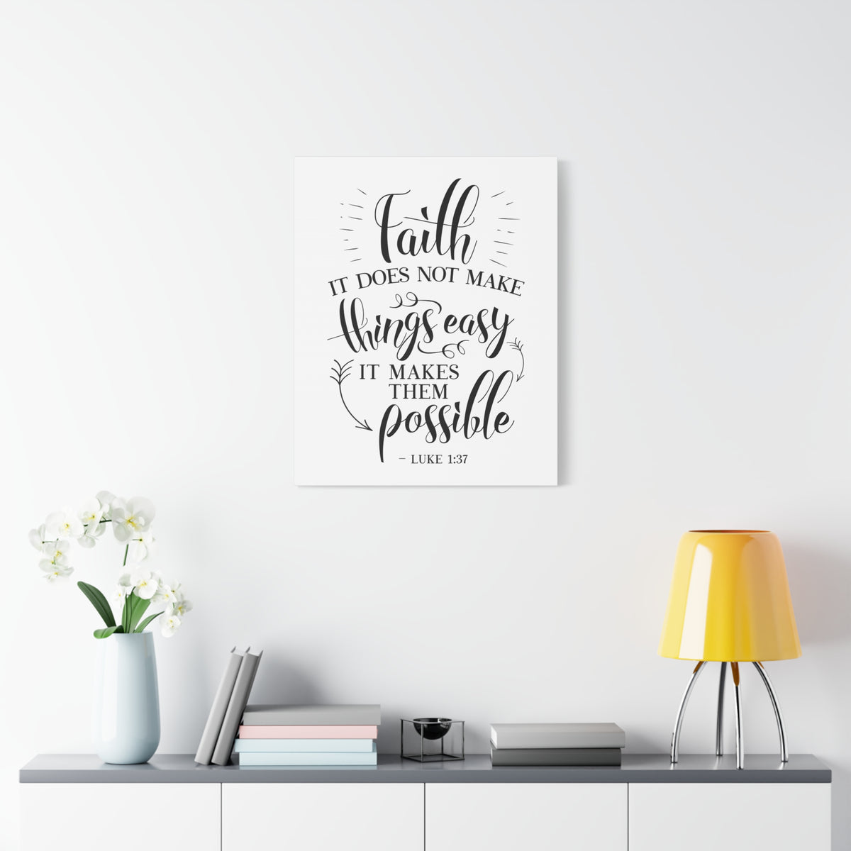 Scripture Canvas Makes Them Possible Luke 1:37 Christian Wall Art Bible Verse Print Ready to Hang