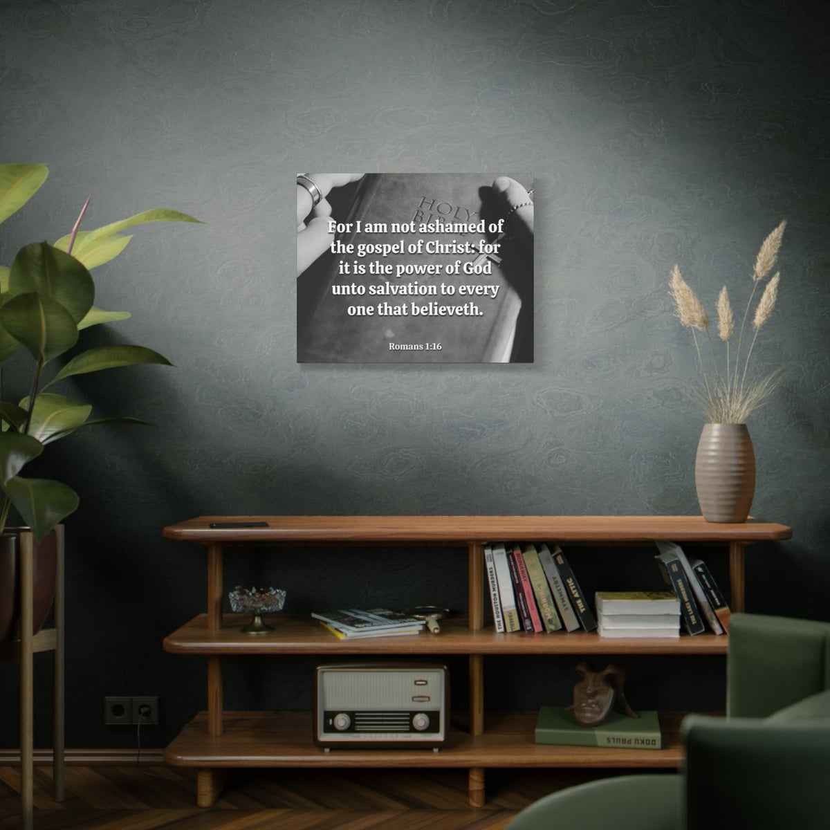 Scripture Canvas God Unto Salvation Romans 1:16 Christian Wall Art Bible Verse Print Ready to Hang