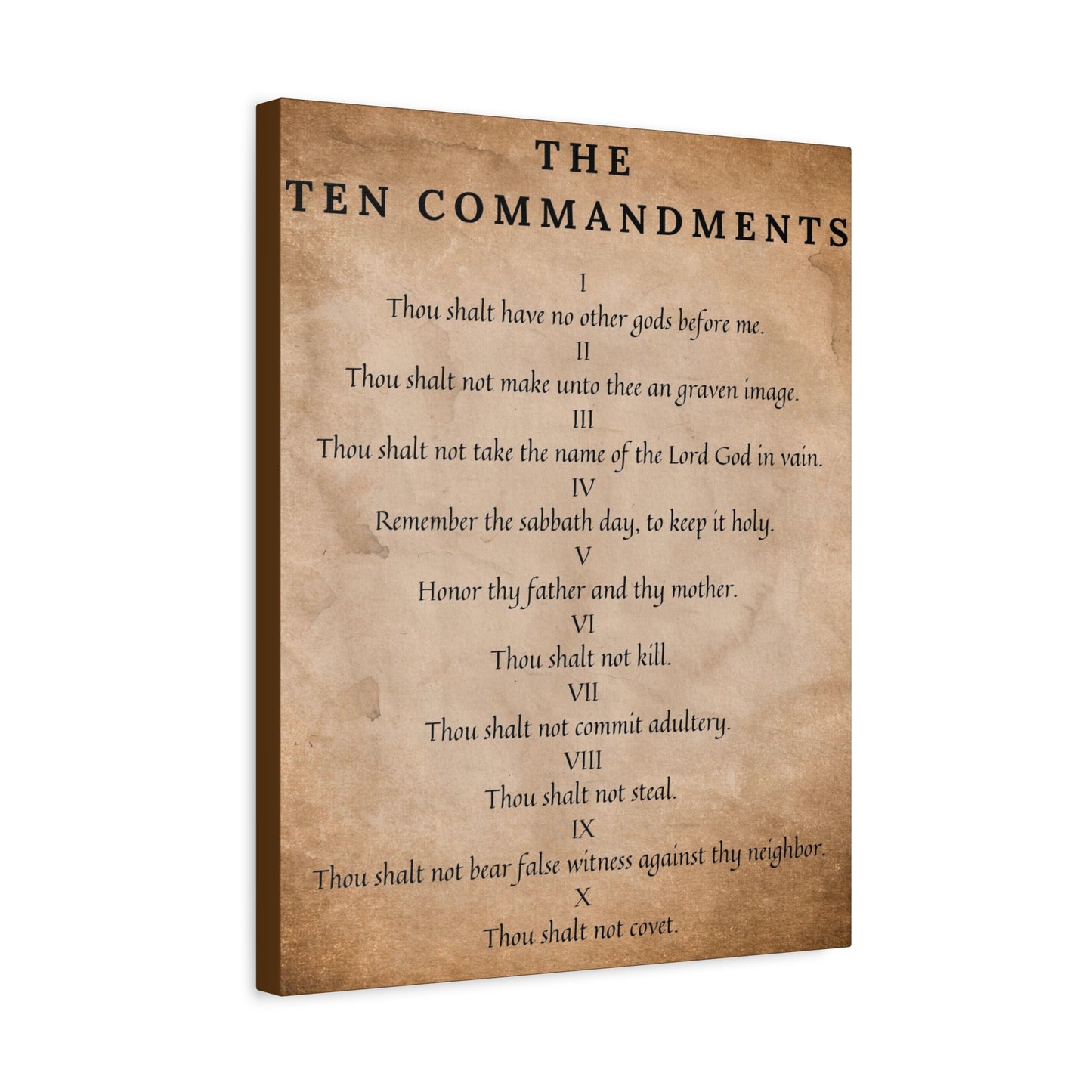 Scripture Canvas 10 Commandments Brown Christian Wall Art Bible Verse Print Ready to Hang