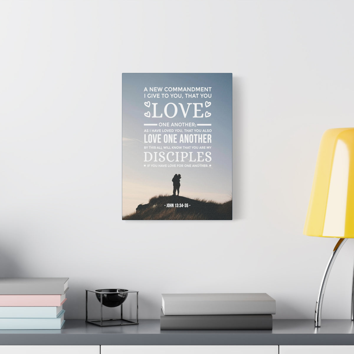 Scripture Canvas Love One Another John 13:34-35 Christian Wall Art Bible Verse Print Ready to Hang
