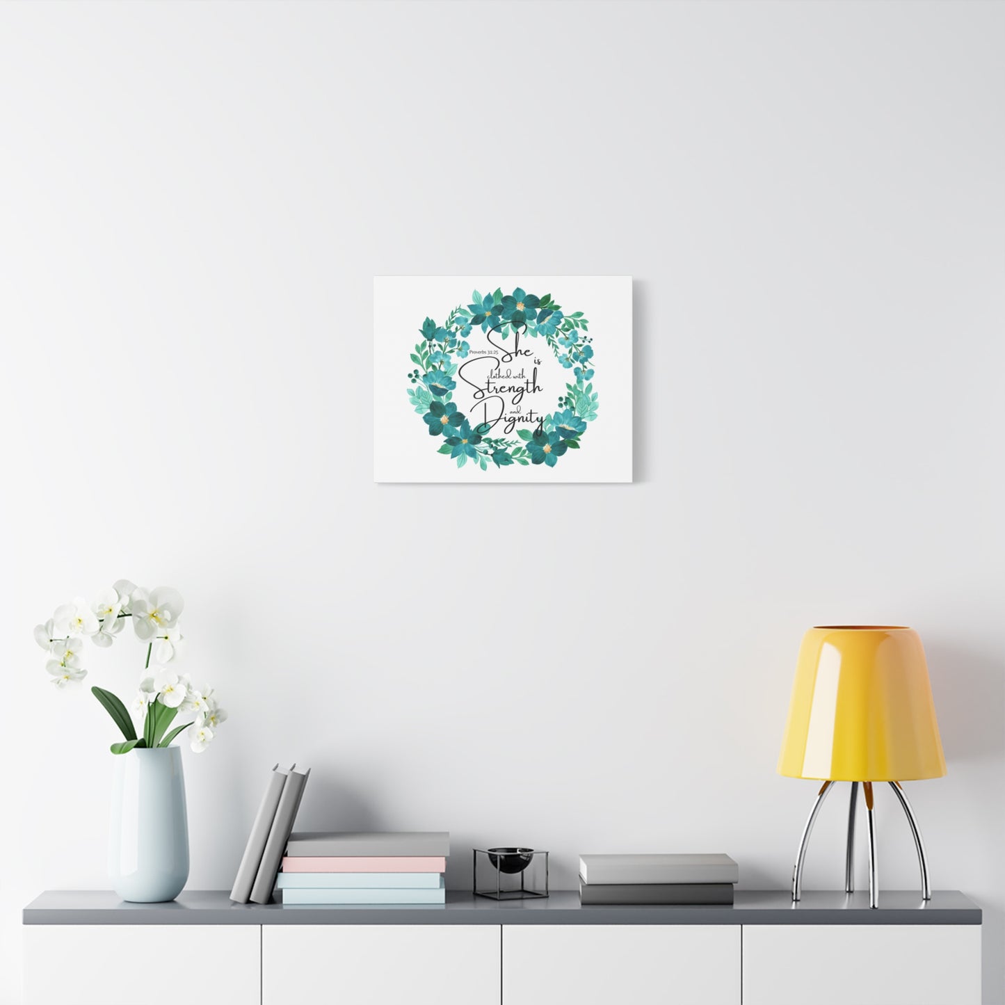 Scripture Walls Proverbs 31:25 Strength And Dignity Within Her Bible Verse Canvas Christian Wall Art Ready to Hang Unframed