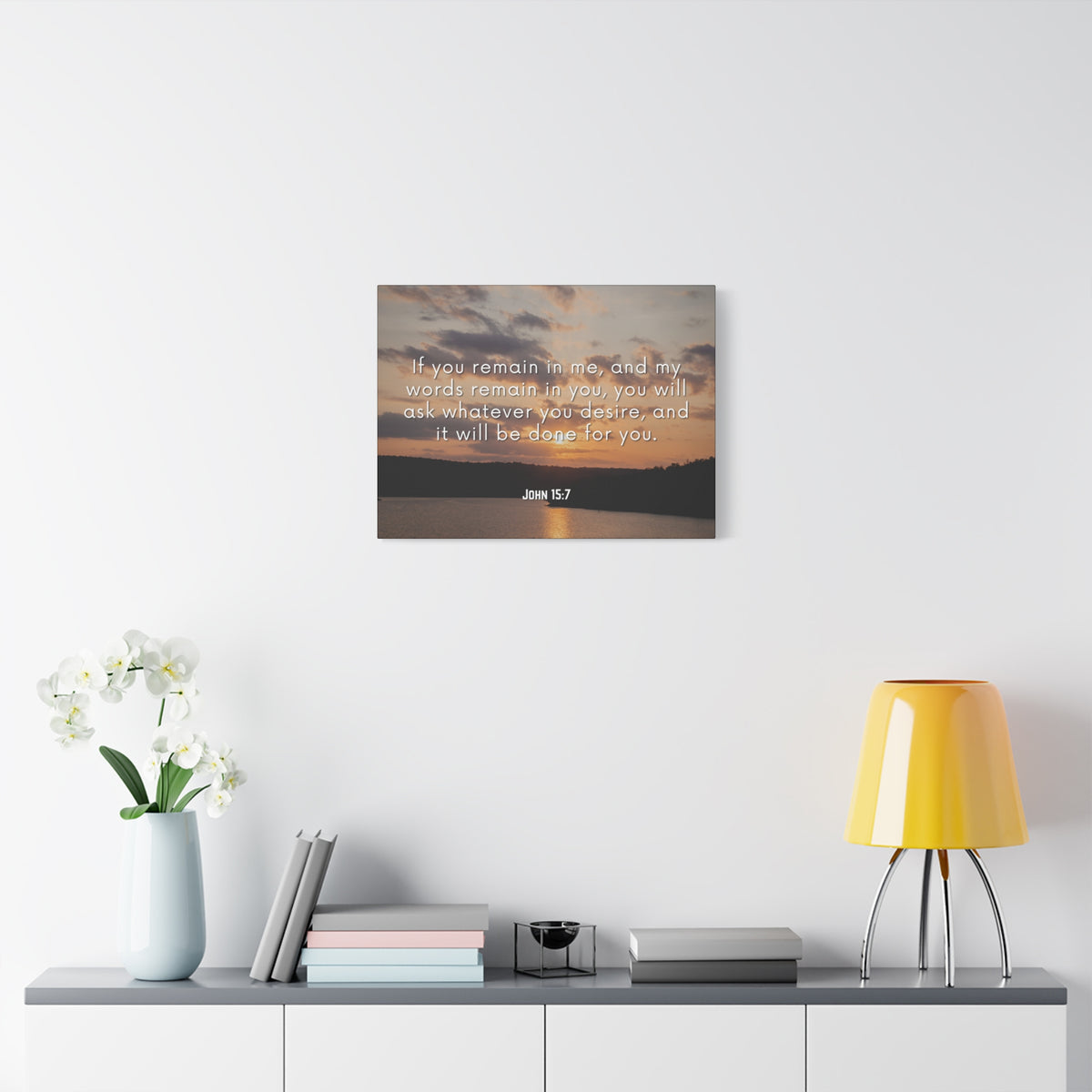Scripture Canvas Remain In Me John 15:7 Christian Wall Art Bible Verse Print Ready to Hang