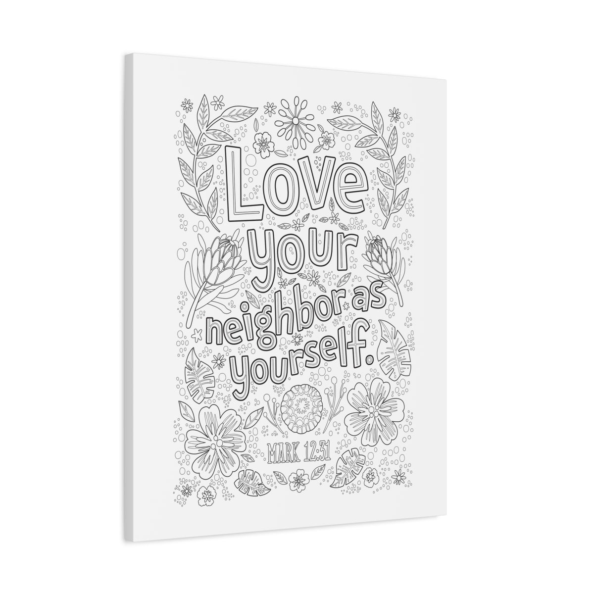 Scripture Canvas Love Your Neighbor Mark 12:31 Christian Wall Art Bible Verse Print Ready to Hang
