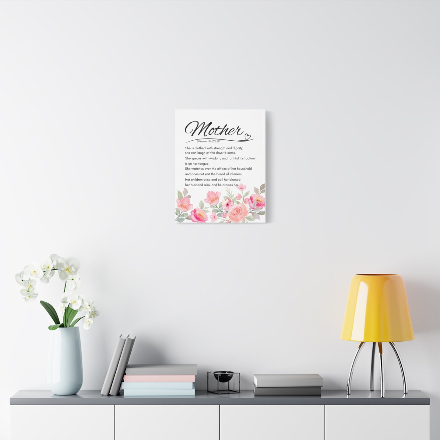 Scripture Walls Proverbs 31:25-28 Mother Bible Verse Canvas Christian Wall Art Ready to Hang Unframed